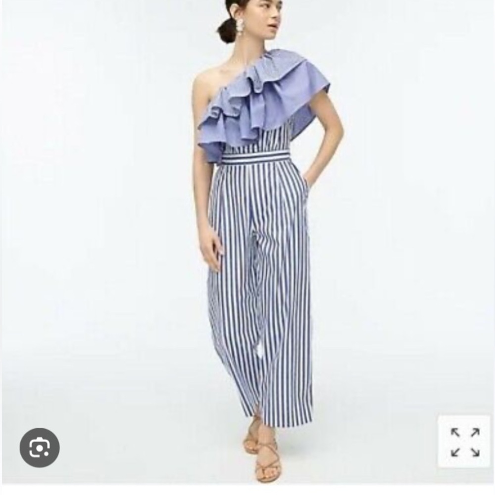Jcrew one shoulder ruffle jumpsuit